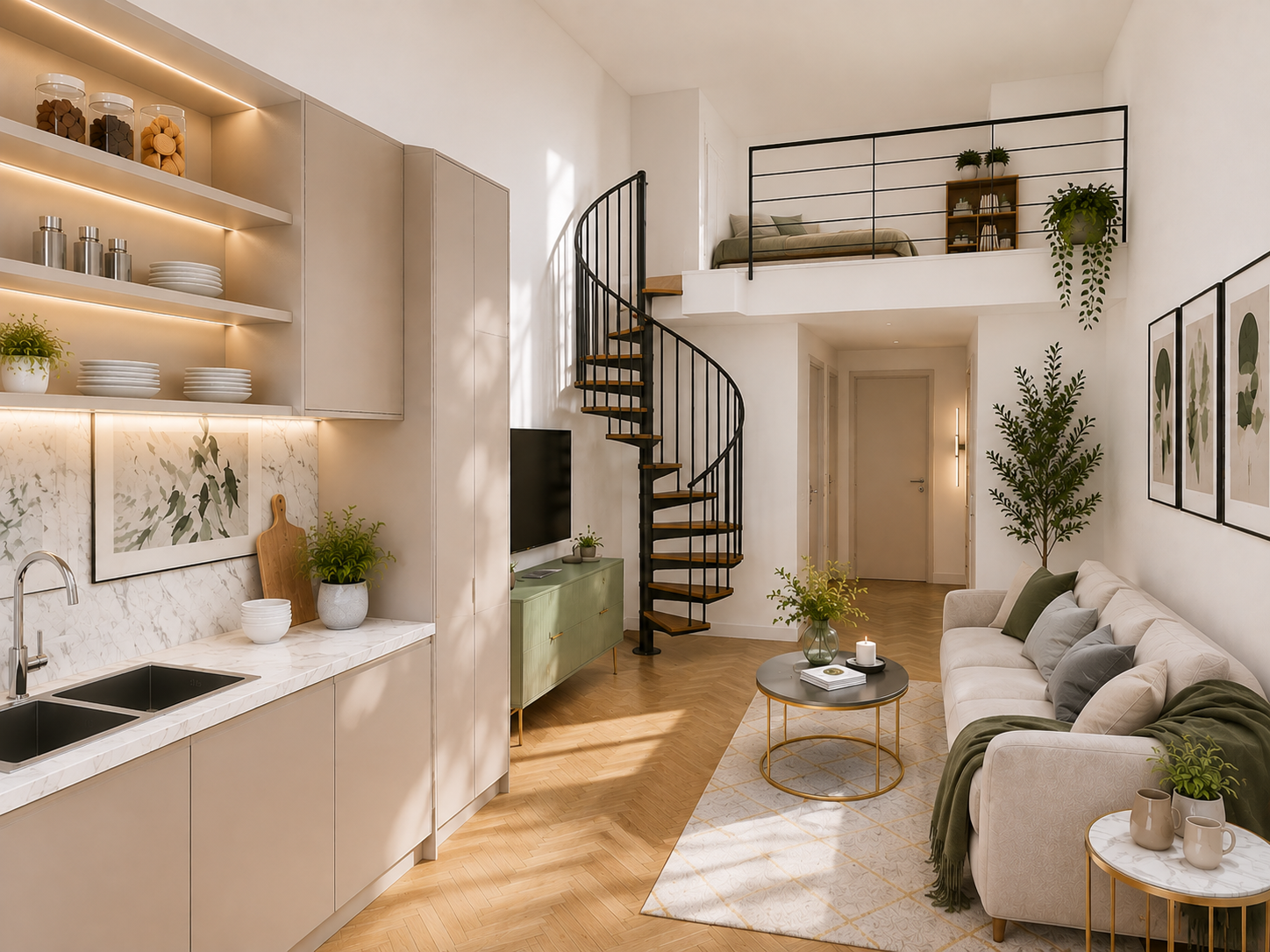 Interno di una nuova abitazione in stile loft in Via Nicola Palmieri 38